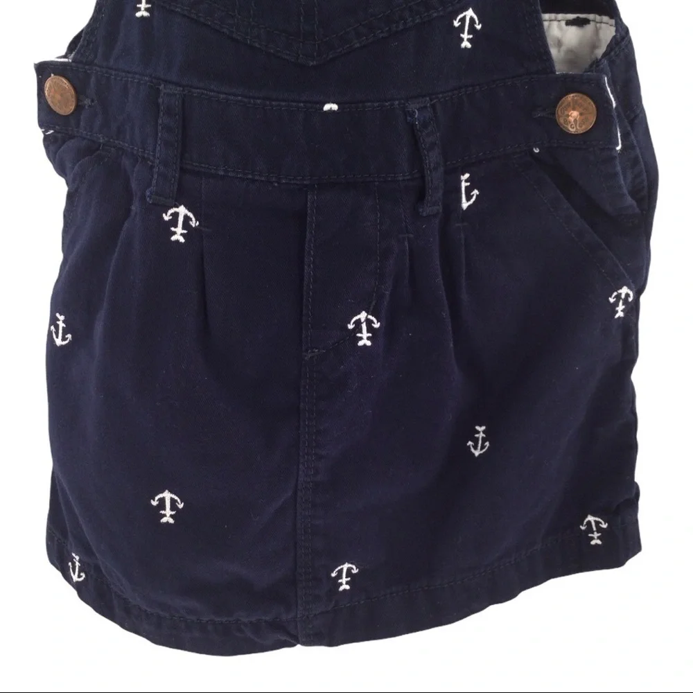 #017 Oshkosh Anchors Away Girl’s Blue and‎ White Overall Dress